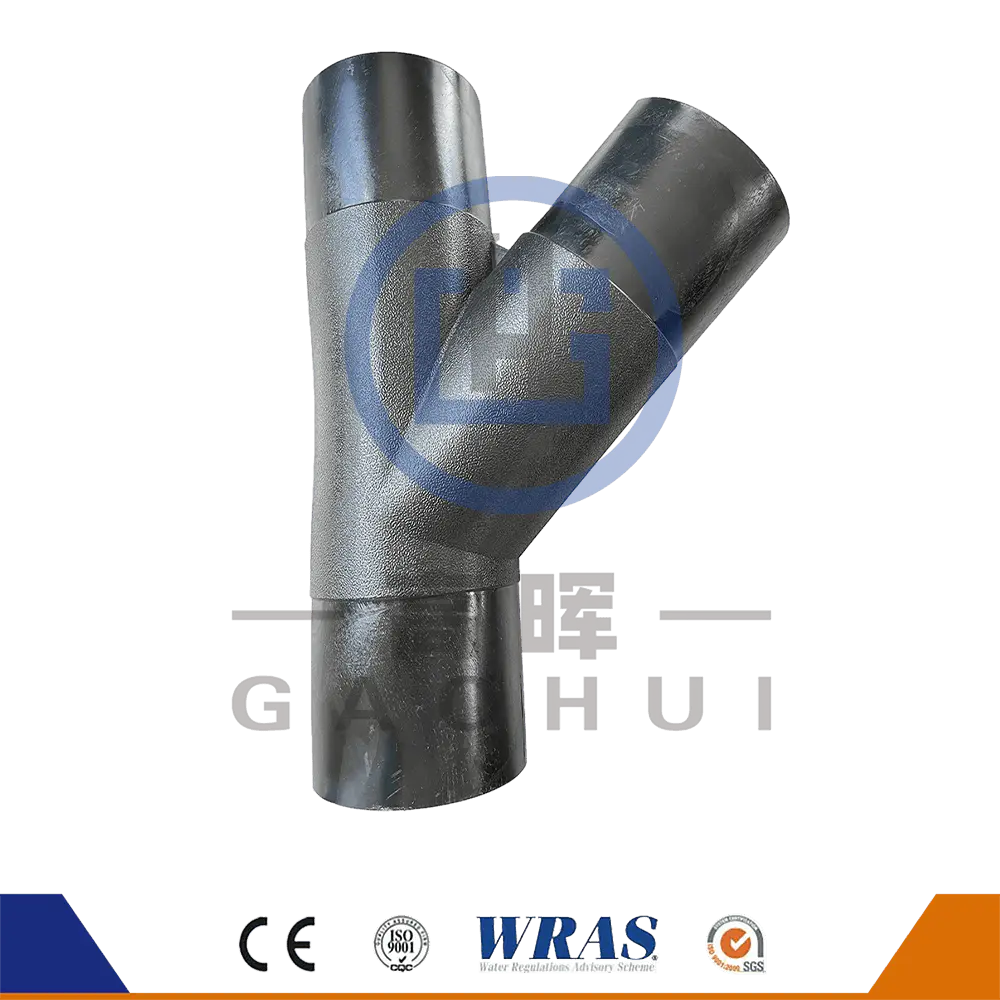 Panenský materiál z hdpe butt fusion wye Tee bočné tričko 45 stupňov y vetva pre vodné potrubie